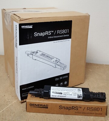 Generac SnapRS  RS801 Inline Disconnect Device (Sealed Box of 36 Units) -NEW-