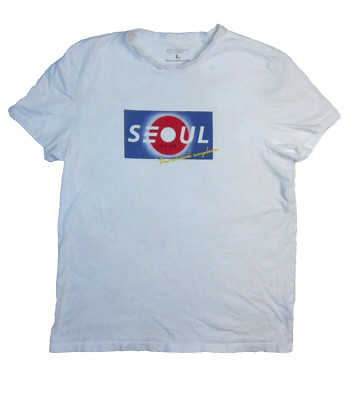 Primark Cares Women White Shirt Sleeve T-Shirt Crew Neck Seoul Size L