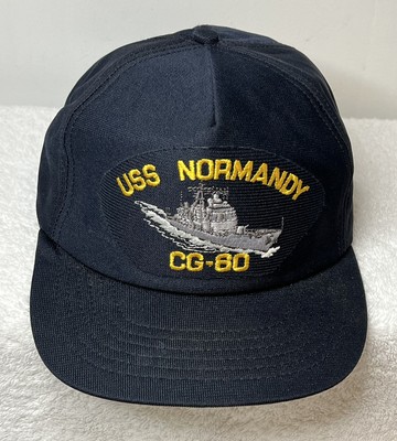 Vintage USS Normandy CG-80 Snapback Cap-10 Hat Made In USA Embroidered Rope