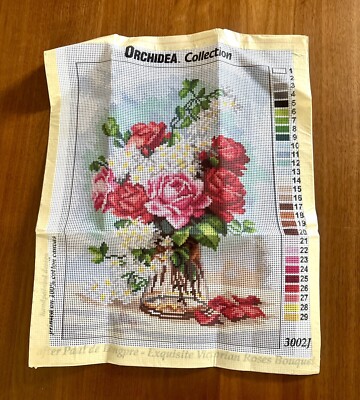 Orchidea Collection Needlepoint Paul de Longpre Victorian Roses Bouquet Canvas