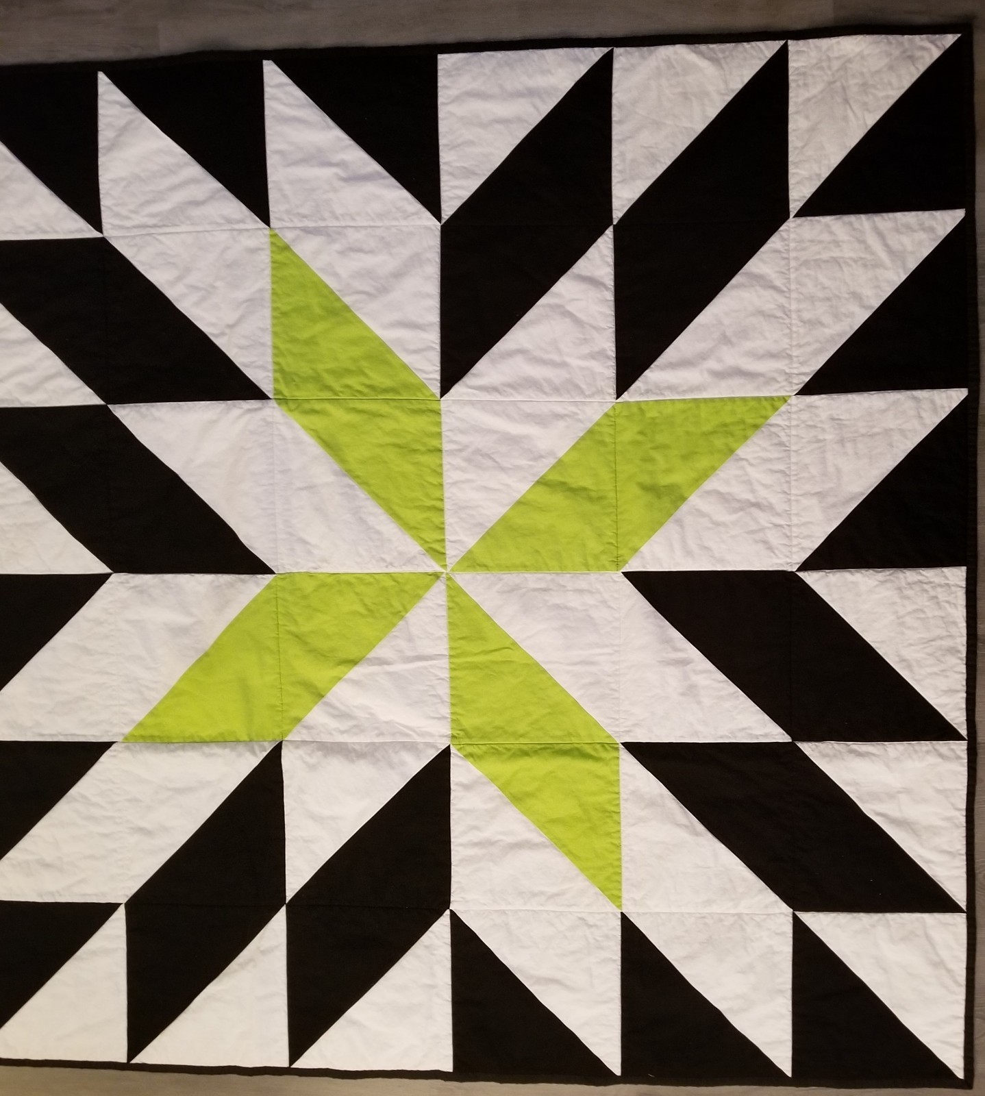 Quilts For Sale, White,Black and Green Modern Geometric 56
