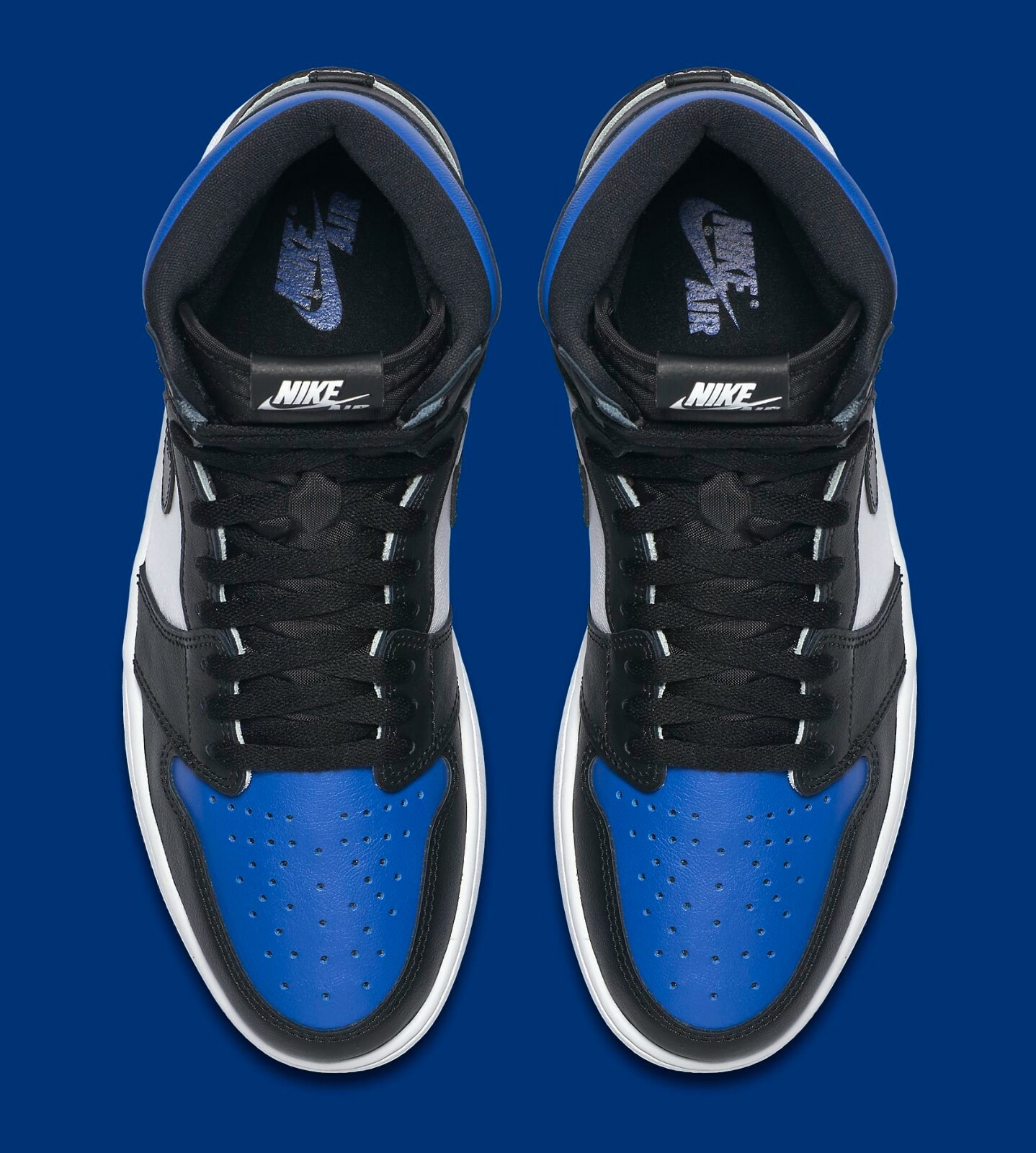 Pre-owned Royal Air Jordan 1 Retro High Og Size 9.5. White Blue Black.  Toe 555088-041.