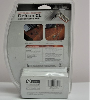 TARGUS  DEFCON CL COMBO CABLE LOCK NOTEBOOK SECURITY New in Sealed Blister Pack