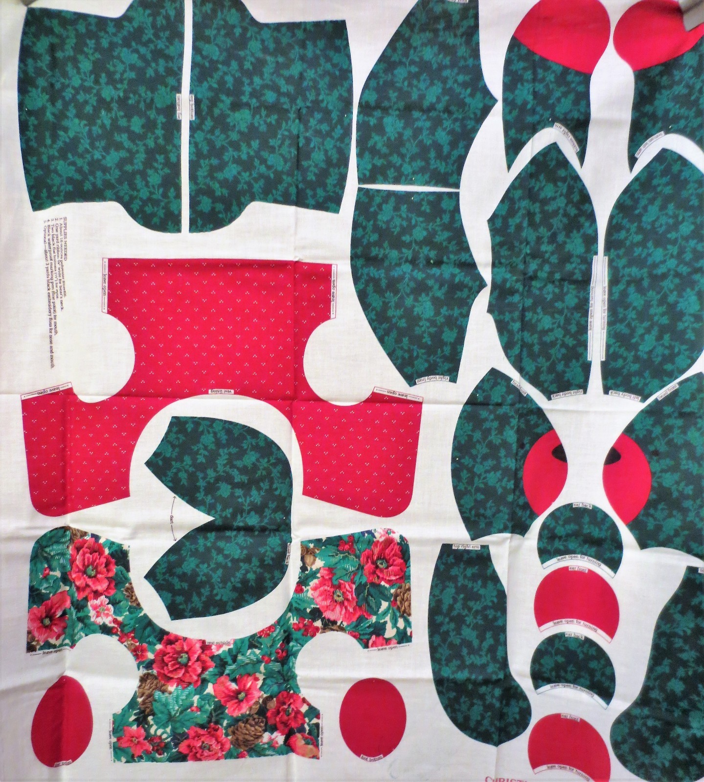 Vintage Cranston Fabric Panel Christmas Tapestry Teddy Sewing Craft Gift