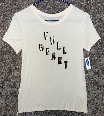 Old Navy FULL HEART Womens Small Graphic Spell Out SOFT T-Shirt