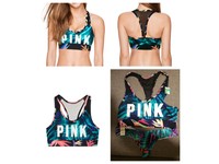 VICTORIA/'S SECRET SPORT TROPICAL PINK LOGO THE PLAYER WIRELESS SPORT BRA NEW