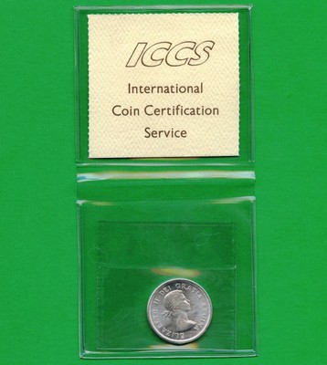 1962 Canada 25 Cent Silver Coin Graded ICCS MS65 Certification # PE 778