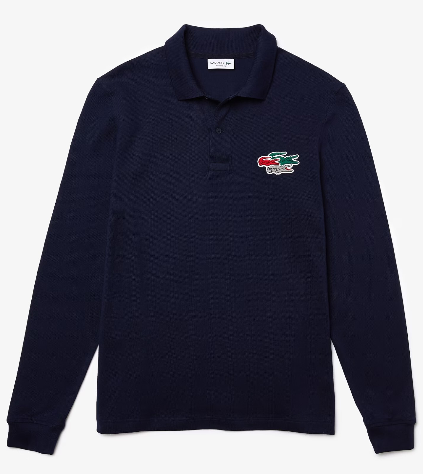New Mens Lacoste Regular Fit Triple Croc Logo Long Sleeve Navy