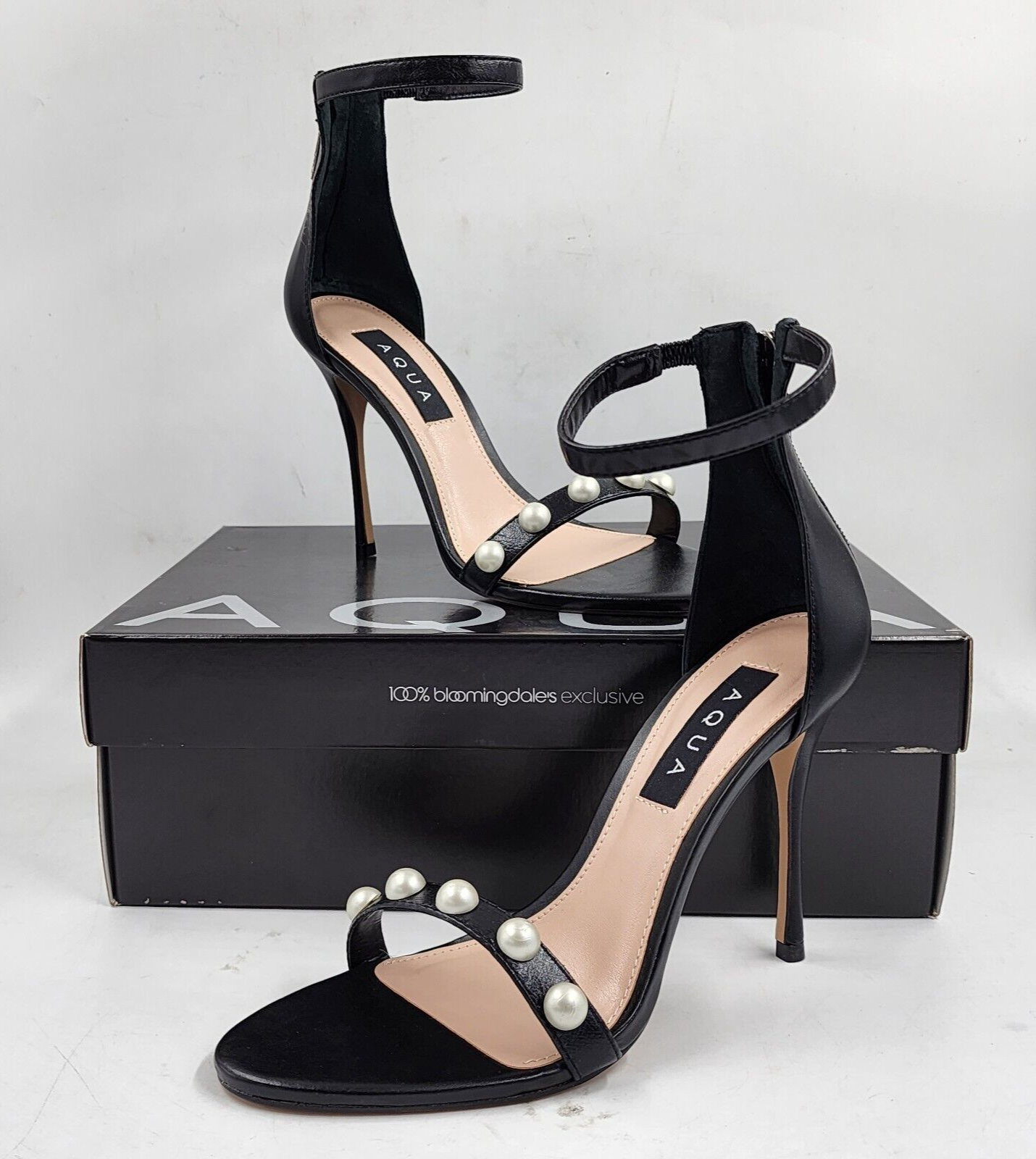 Aqua X Schutz Pearl Ankle Strap High Heel Sandals Women's