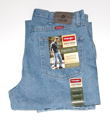 New Wrangler Five Star Regular Fit Jeans Men s Sizes Five Colors 100% Cotton 