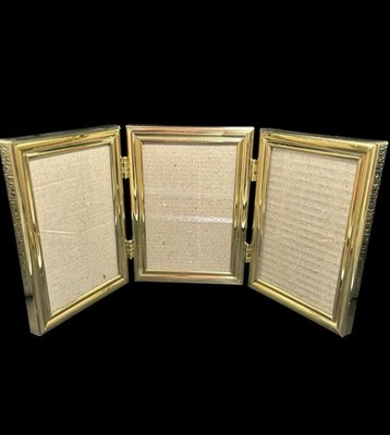 Vintage Fetco Triple Gold Tone Metal Brass Picture Photo Frame 3