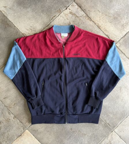 2025人気特価 Vtg Red Zip Full L Mens Jacket Track Tre-Foil Adidas 80s ジャケット・アウター