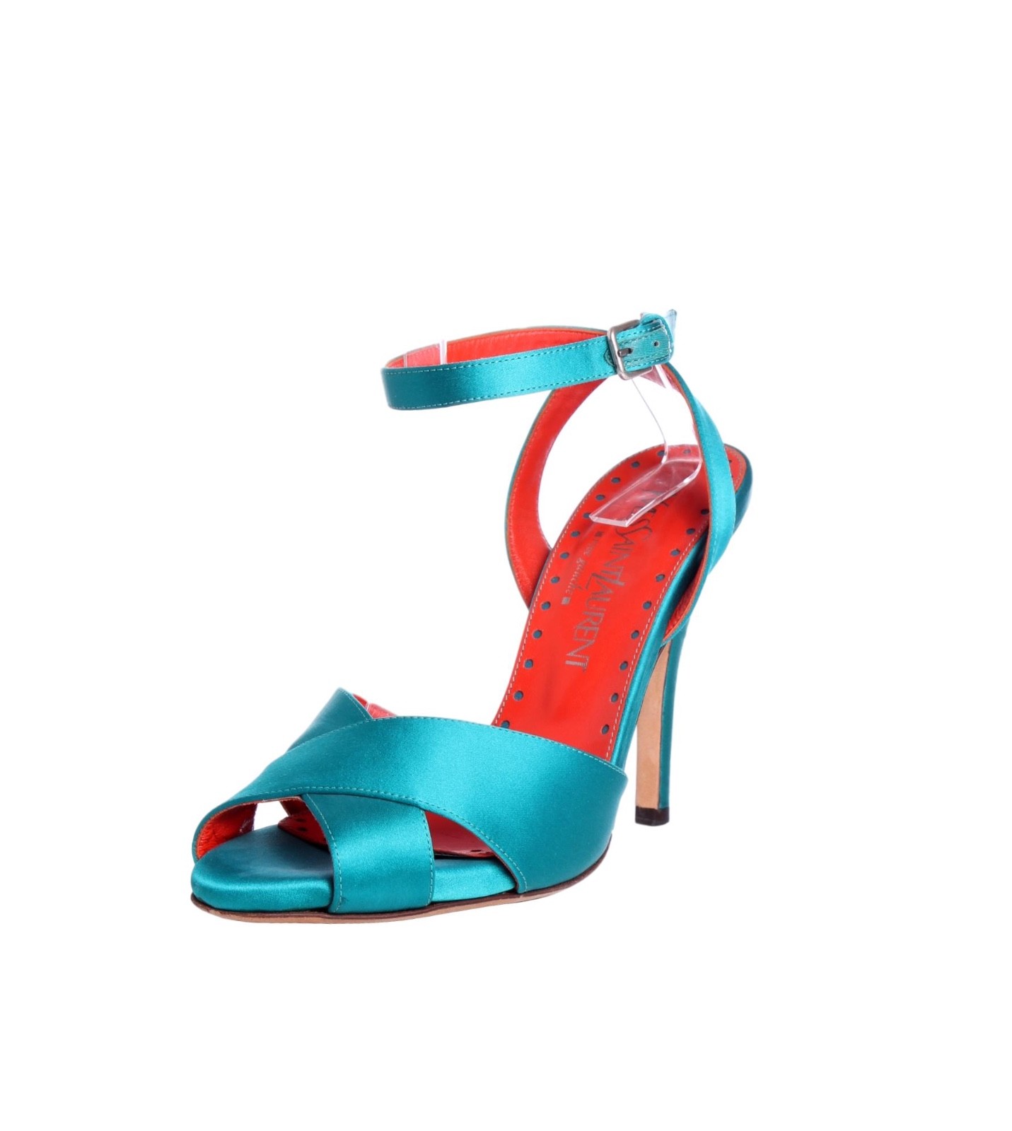 サンダル・ミュール SAINT LAURENT  Saint Laurent Flip Flops Women Satin Green Saint Laurent - Amber Fluorescent Yellow Sandal, 85mm