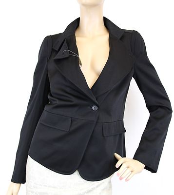 Pre-owned Gucci $1895 Authentic  Shiny Envers Satin Asymmetrical Jacket,black,42,307311