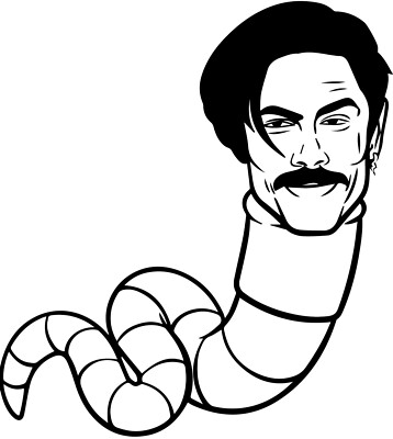 Worm With A Mustache James Tom Ariana Reality Sticker Vinyl Transfer Decal