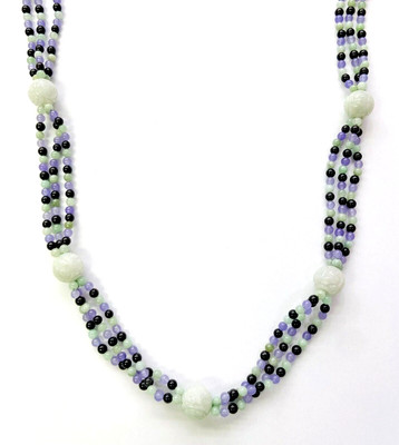 HSN Jade of Yesteryear 36'' Multi Color Jade Bead Station 36'' Necklace