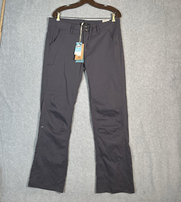 Prana halle Pants Womens 10 Coal Gray Straight Convertible Leg Roll Up Outdoor