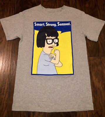NWOT Mens BOB S BURGERS  Smart, Strong, Sensual  Gray Graphic T-Shirt - SZ S