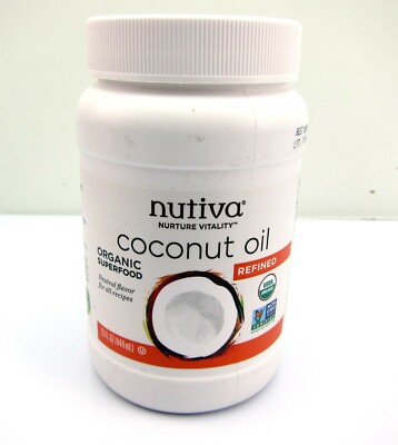 NEW Nutiva Coconut Oil Steam Refined Organic Superfood 15 Fl Oz Non-GMO 444 ml