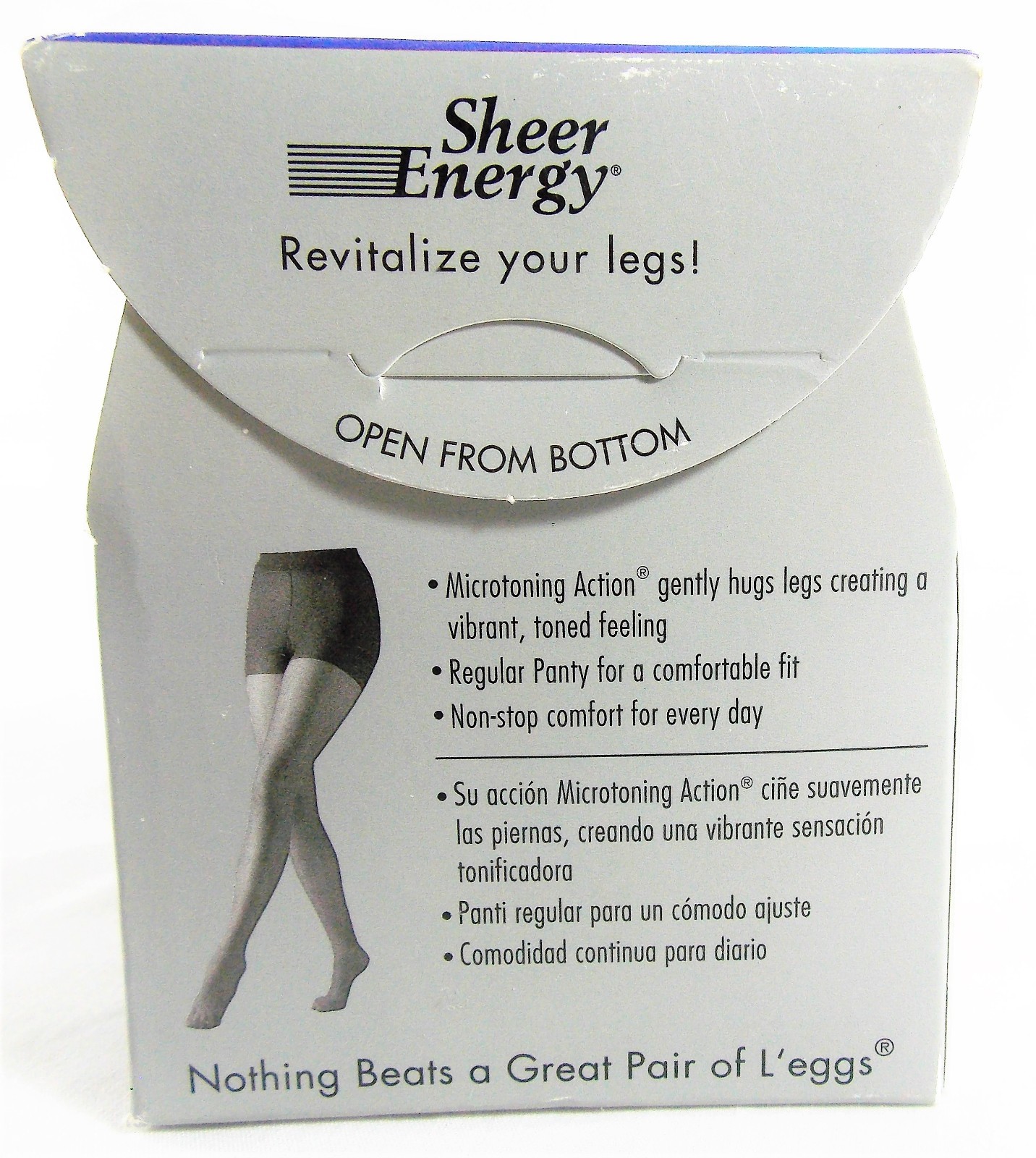 One Pair Leggs Sheer Energy #64021 Reg Pantyhose Reinforce Toe Sz A Suntan