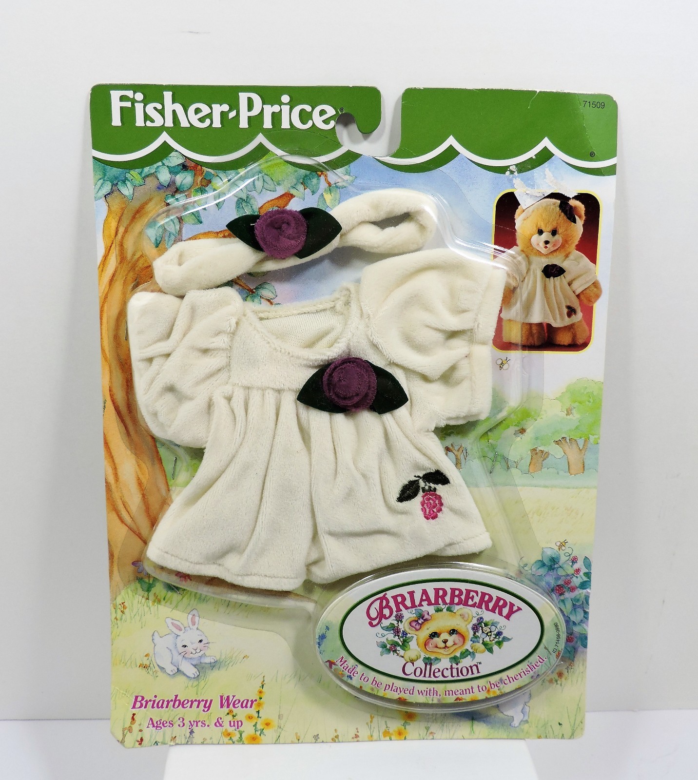 Briarberry Collection, Briarberry Bear Wear White Dress & Headband Outfit VTG