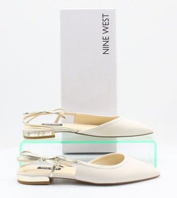 NINE WEST IVORY LEATHER WOMENS SHOES FLAT POINTED TOE UK 4.5 EU 36.5 RRP £85 AD