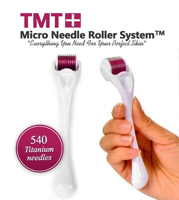 540 White Micro Derma Skin Roller 1.0 mm Wrinkles, Anti-aging, Acne Scars