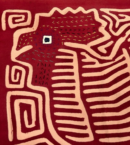 MOLA Rooster Kuna Tribe Panama Handmade Stitched Primitive Folk Art Cotton