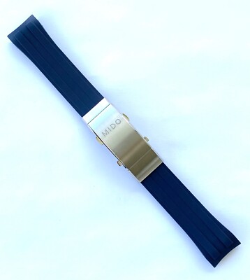 Original MIDO Ocean Star M026430A BLUE Rubber Watch Band Strap Titanium Buckle