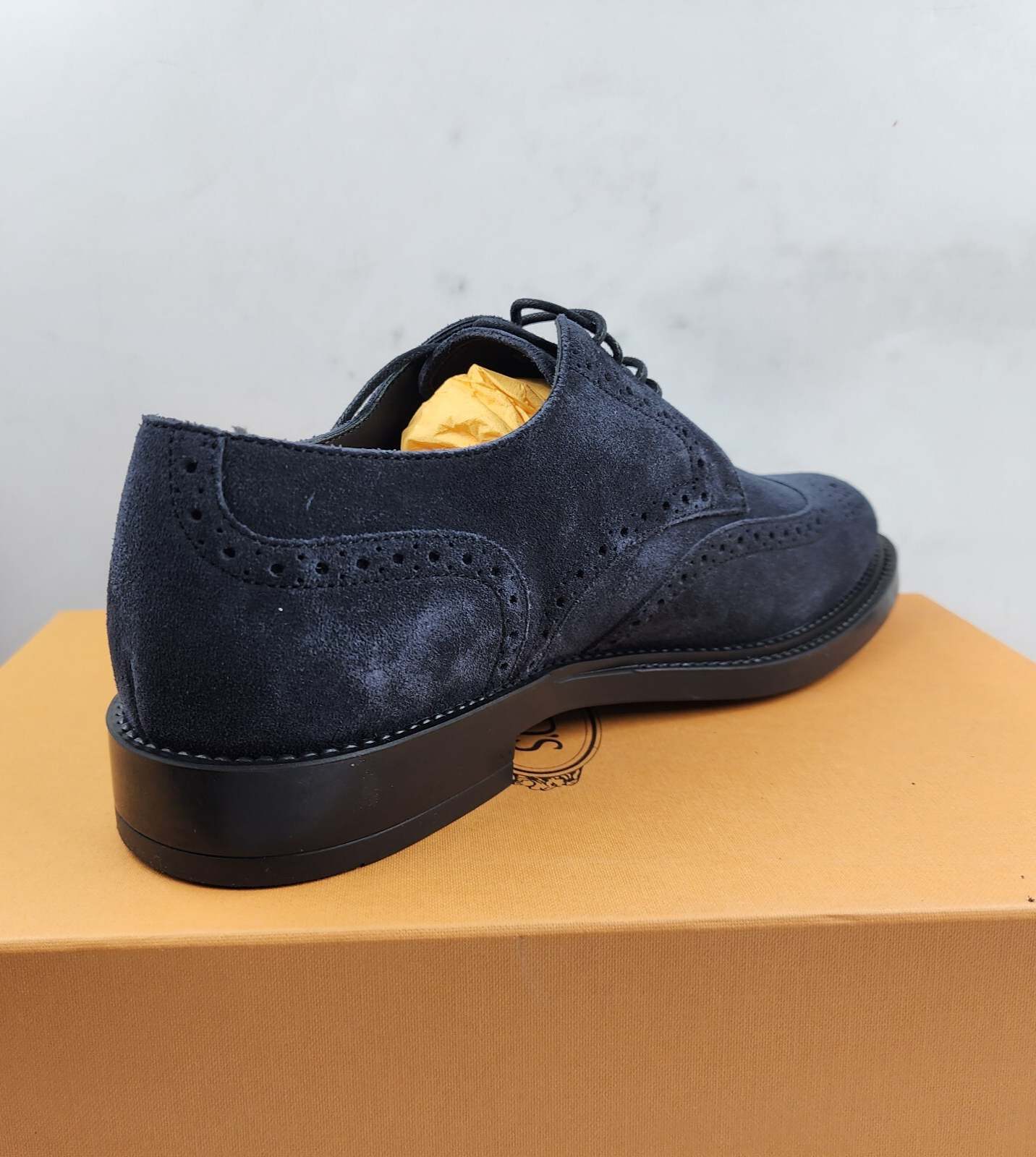 Tod's Bucature Forma Wingtip Derby Dress Shoes Men's 8.5 Navy Lace Up Closure - Picture 14 of 18
