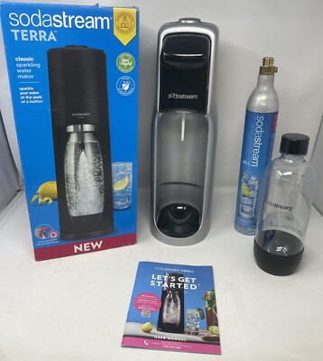 Sodastream Terra Black Sparkling Water Maker Machine w/ Bottle