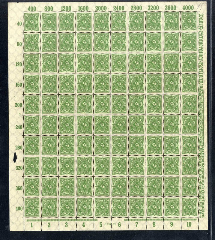Sheet, Inflation Bogen Mi. 232 , H7287.22 Pl. 3 , Postfr. **
