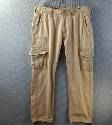 Jordan Craig Pants Mens 40x34 Beige Utility Casual Caro Flat Front