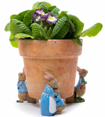 Potty Feet Beatrix Potter Peter Rabbit & Mrs Rabbit Planter Riser Handmade 3pcs