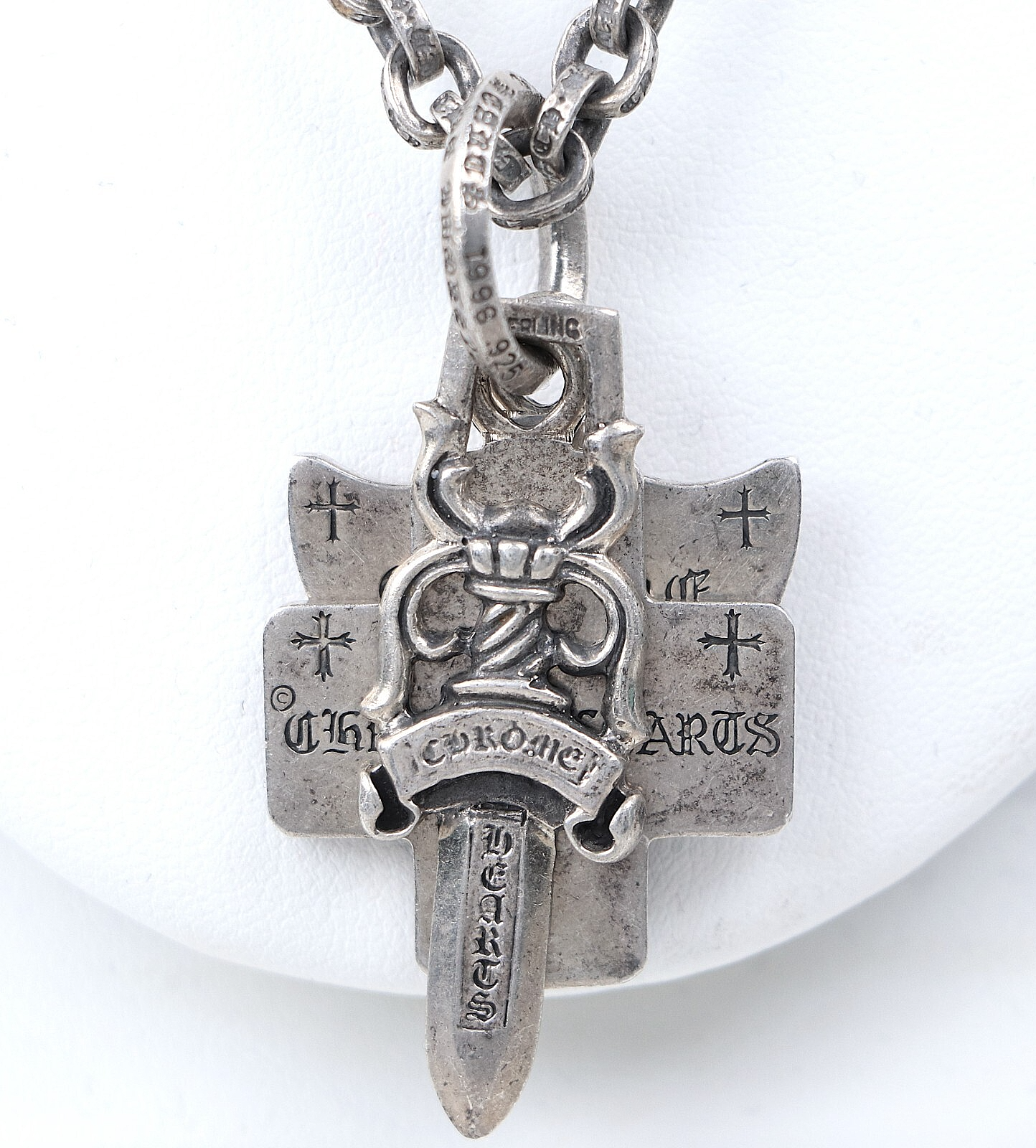 Chrome Hearts Silver Dagger Cross Anchor Pendant Bail Paper