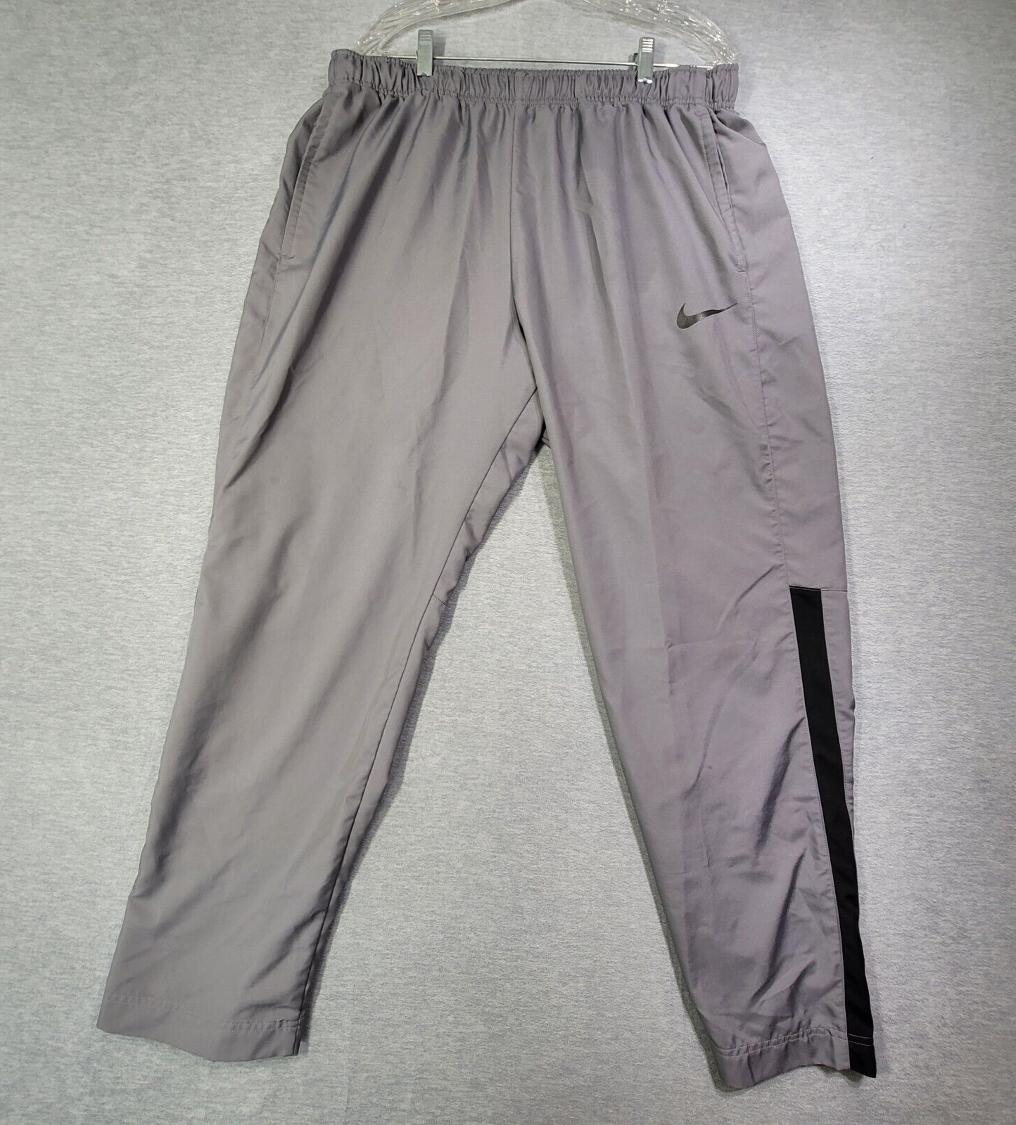 Nike Track Pants Men 2XL Gray Striped Dri Fit Ankle Zip