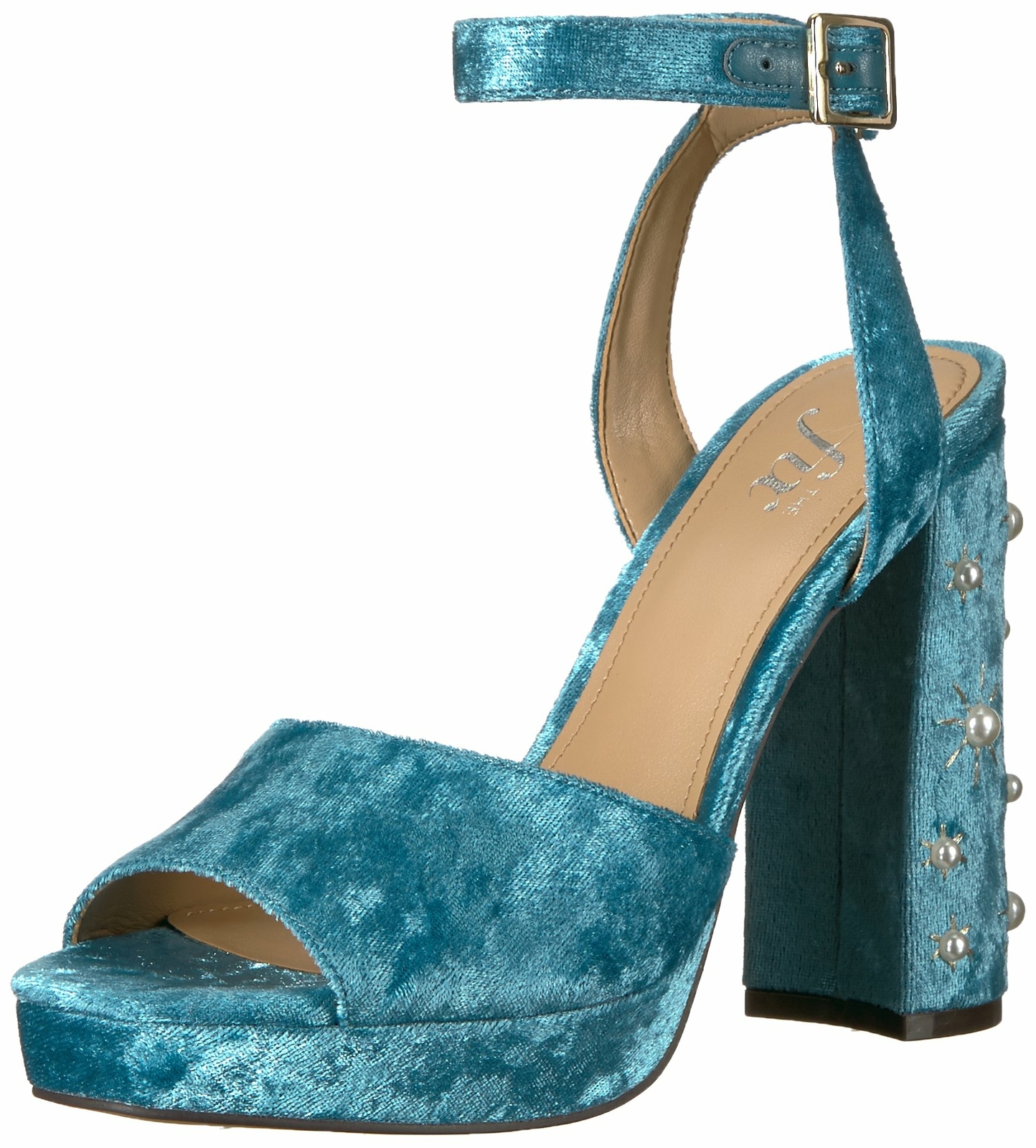The Fix Women's Genevieve Platform Sandal with Pearl Embellished heels size 6.5M