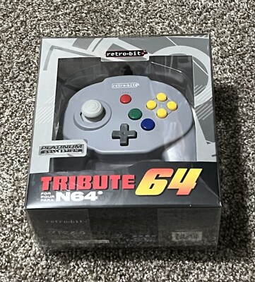 Retro-Bit Tribute 64 Wired Controller for Nintendo 64 Classic Gray Retrobit N64