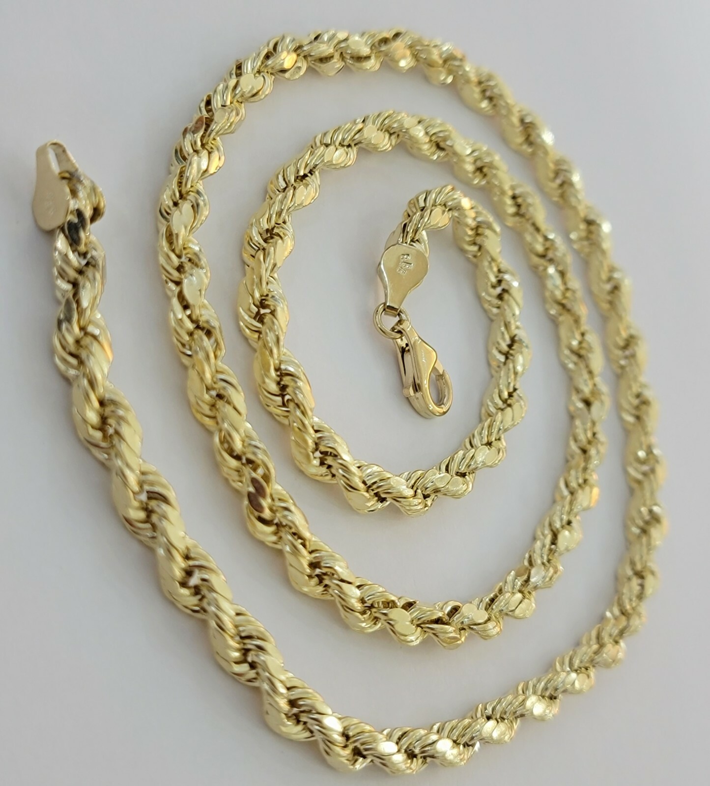 Pre-owned My Elite Jeweler Real Gold 10k Rope Chain Necklace 5mm 18"-30" Inch Yellow Gold Diamond Cut Men's