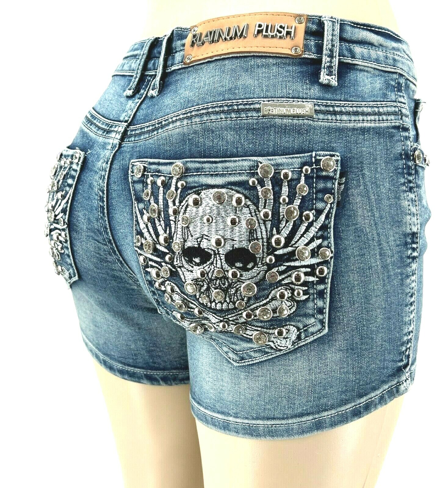 PLATINUM PLUSH RHINESTONE SKULL CROSSBONE & WINGS 4