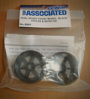 Team Associated RC10 DS Nitro DS Dual Sport Black Front Wheels 8881 NEW
