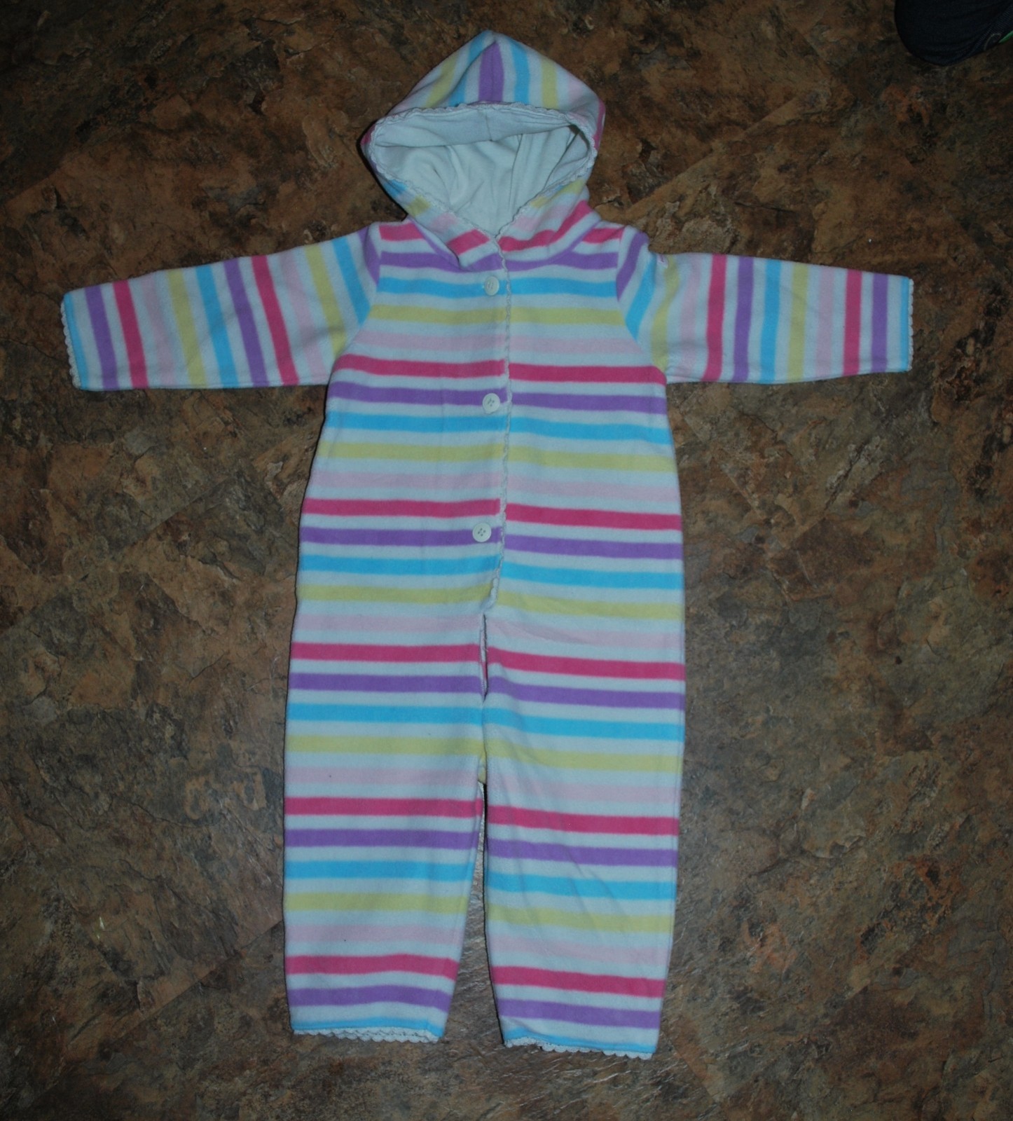 Old Navy Baby Girl Stripe Fleece Jumpsuit Sz 12-18 Months