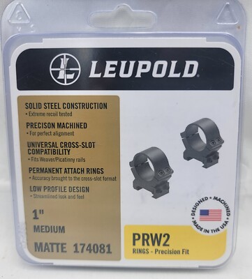 Leupold PRW2 Scope Medium Height  1'' Inch Rings Matte Black 174081 New