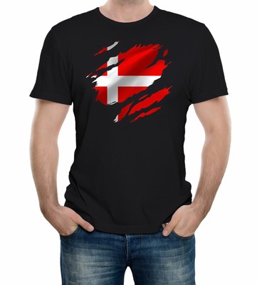 Torn Denmark Flag Men's T-Shirt Danish Copenhagen Country national football