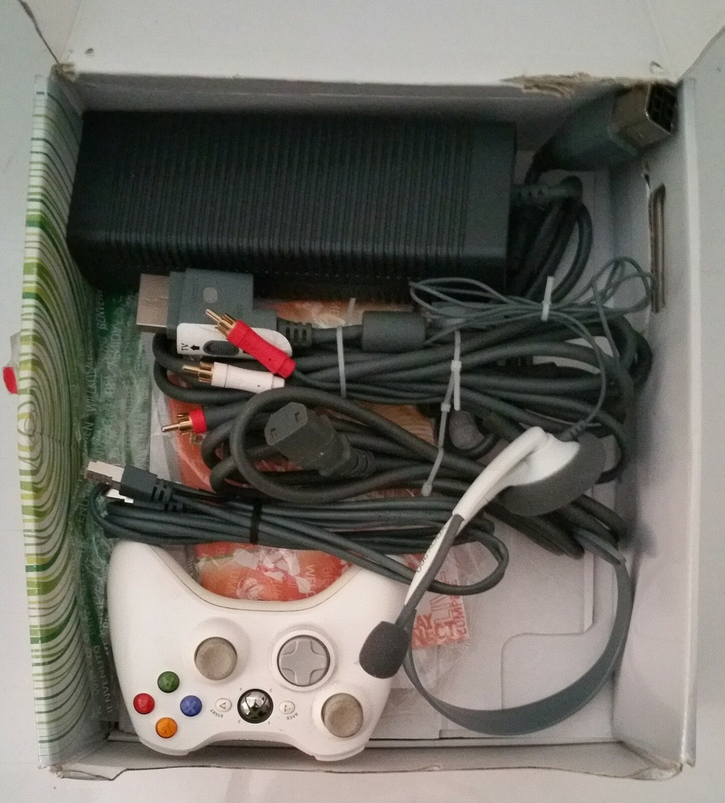 MICROSOFT XBOX 360 Console AV Power Hard Drive Box Cord Cable Manual For Parts