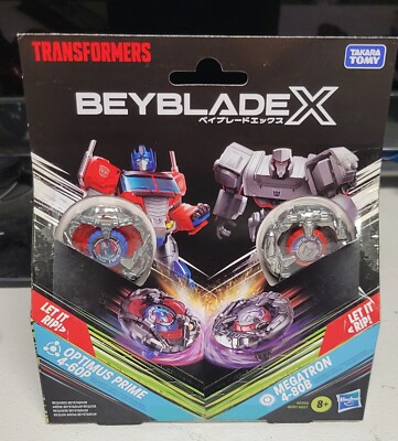 (In Hand) Beyblade X Transformers Optimus Prime 4-60P vs. Megatron 4-80B 