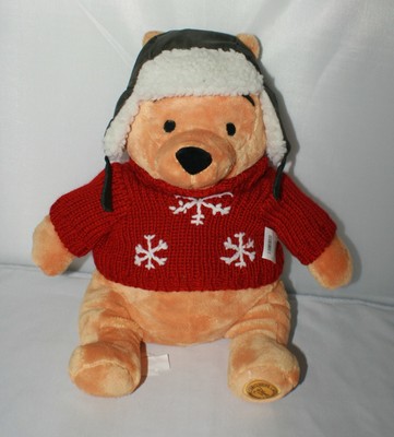 Disney Store Exclusive Winnie The Pooh Plush Snowflake Sweater Christmas Hat NWT