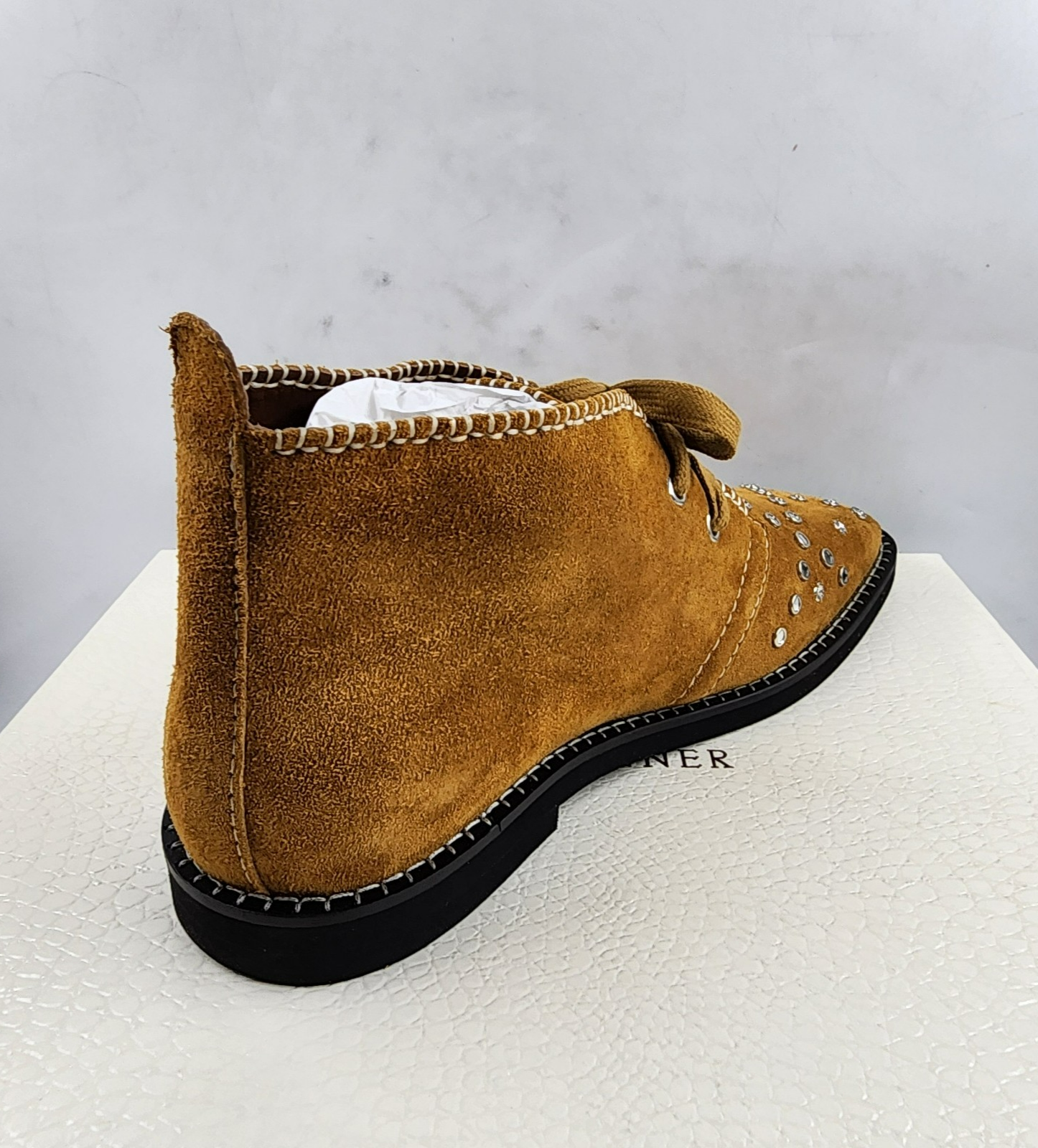 Wales Bonner Studded Desert Boots Men's 43.5/10.5US Tan Whipstitching Lace Up - Picture 11 of 18