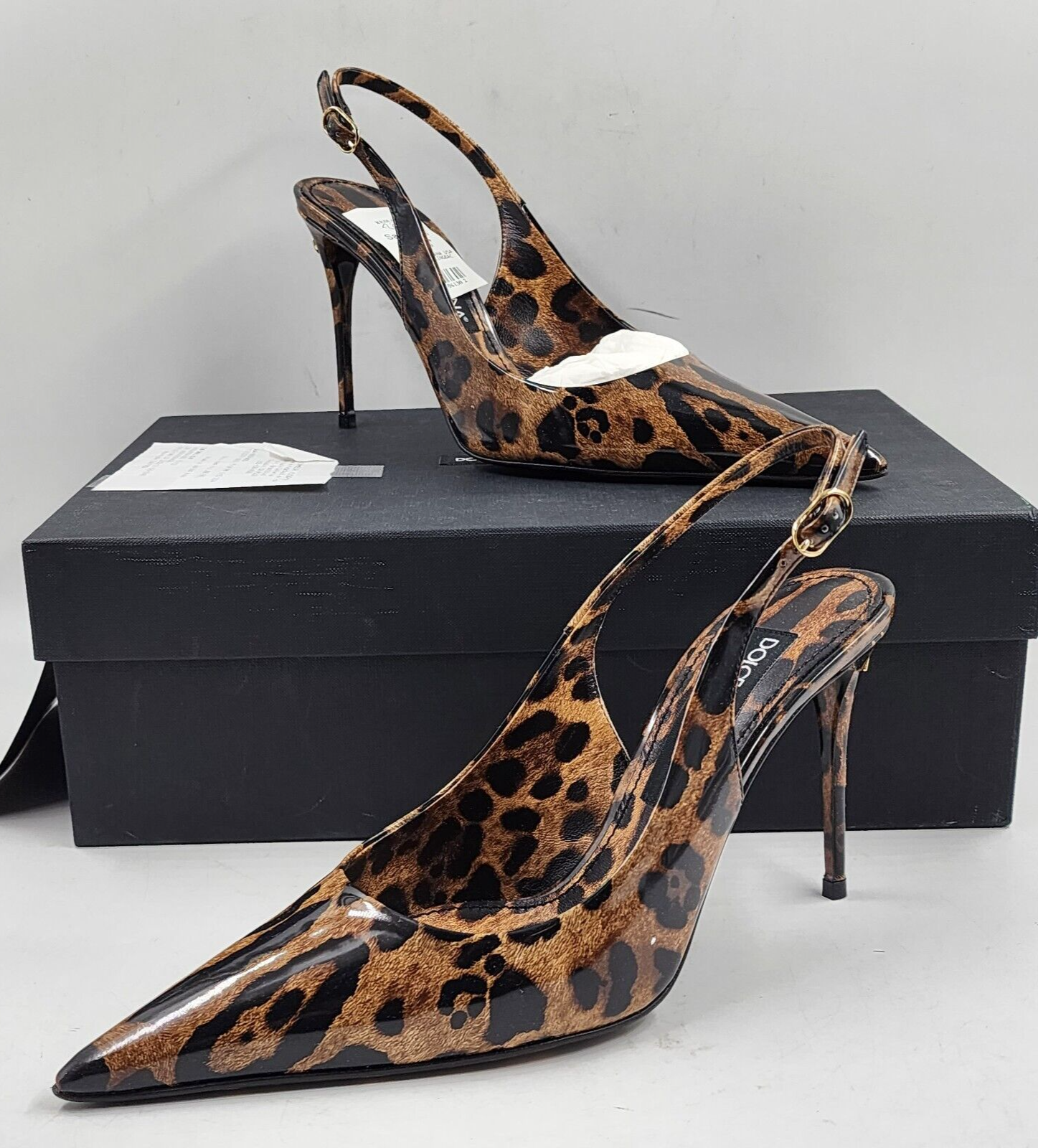 Pre-owned Dolce & Gabbana Leopard Print Slingback Pumps Women's 39/9us Brown Buckled