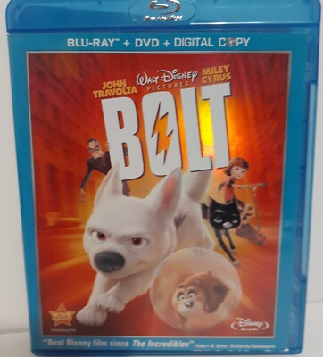 Disney BOLT - Blue-Ray & DVD & Digital Copy - Bonus Features-Excellent Condition